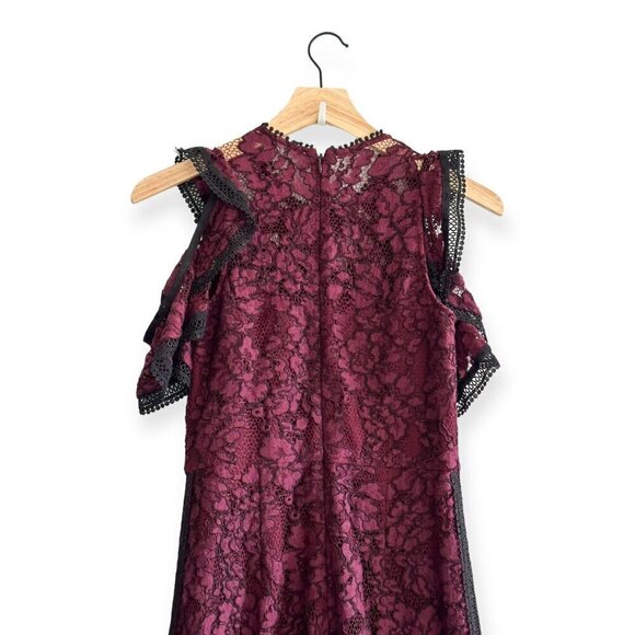 Alexis Philippe Lace Cold Shoulder Jumpsuit,  burgundy/ black,‎ Size S - Picture 8 of 16